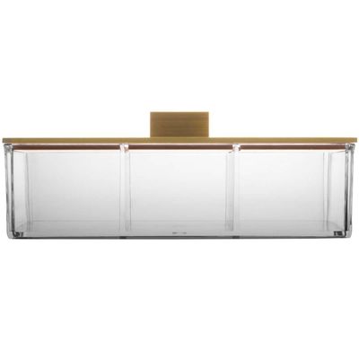 Kit 5 Caixas para Chá Organizador 3 Divisórias Plástico Tampa Bambu Lyor Joias Escritório