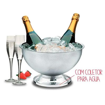 Champanheira em aço inox Brinox Lyon capacidade 6 litros com coletor e sem grade