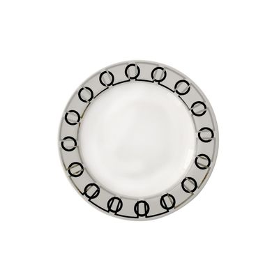 Jogo de pratos sobremesa em porcelana Strauss Rings 23cm 6 peças
