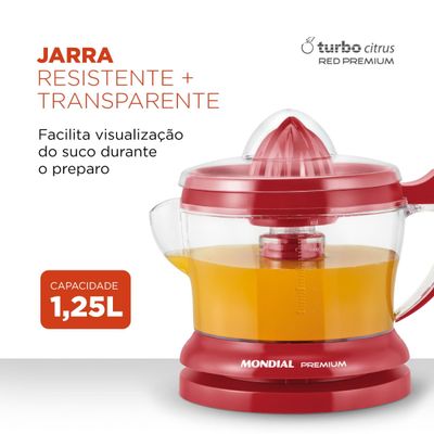 Espremedor 1.25L Mondial Premium E-23 com Dupla Rotação e Acionamento Automático Vermelho 220V 220V