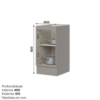 Balcão Americana Henn 1 Porta 40cm C365-05 Cinza