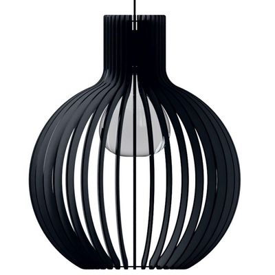 Luminária Teto Tipo Pendente Cúpula Mdf - Completa Cor: Preta