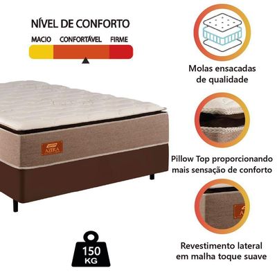 Cama Box Casal King Gazin Colchão Com Molas Ensacadas 193x203x72cm Azera Branco/bege