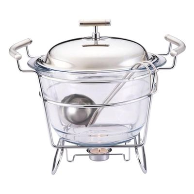 Rechaud redondo com tampa em aço inox Fracalanza Chambord 4 litros: Elegância e versatilidade para servir