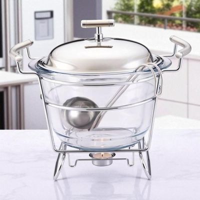 Rechaud redondo com tampa em aço inox Fracalanza Chambord 4 litros: Elegância e versatilidade para servir