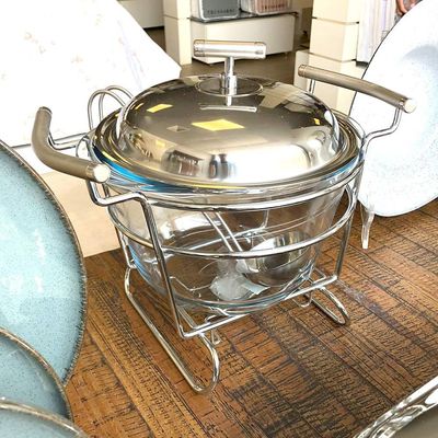 Rechaud redondo com tampa em aço inox Fracalanza Chambord 4 litros: Elegância e versatilidade para servir