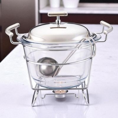Rechaud redondo com tampa em aço inox Fracalanza Chambord 4 litros: Elegância e versatilidade para servir