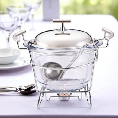 Rechaud redondo com tampa em aço inox Fracalanza Chambord 4 litros: Elegância e versatilidade para servir