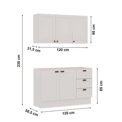 Armário Cozinha Genialflex Provençal C- Balcão S- Tampo Bco