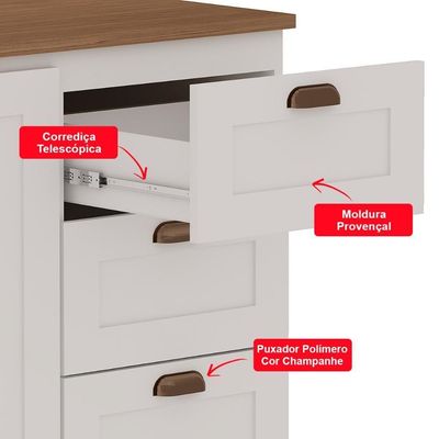 Armário Cozinha Genialflex Provençal C- Balcão S- Tampo Bco