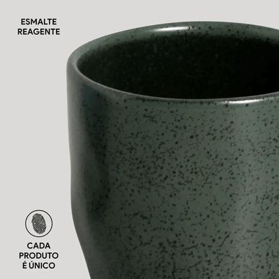 Jogo de 4 Canecas Arauco 273ml Verde Xícara de Chá Cerâmica Porto Brasil