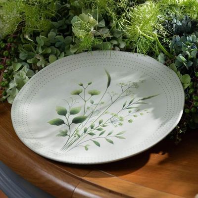 Kit 4 Pratos Rasos Ammi Orgânico Cerâmica Floral 26,5cm Porto Brasil Mesa Posta