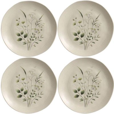 Kit 4 Pratos Rasos Ammi Orgânico Cerâmica Floral 26,5cm Porto Brasil Mesa Posta