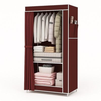 Guarda Roupa Cabideiro Organizador Multiuso Prateleira Estante Portátil Quarto Closet Loja Vermelho