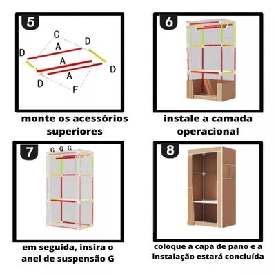 Guarda Roupa Cabideiro Organizador Multiuso Prateleira Estante Portátil Quarto Closet Loja Vermelho