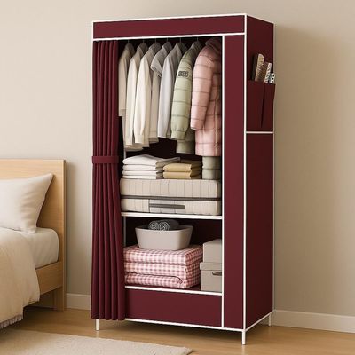 Guarda Roupa Cabideiro Organizador Multiuso Prateleira Estante Portátil Quarto Closet Loja Vermelho
