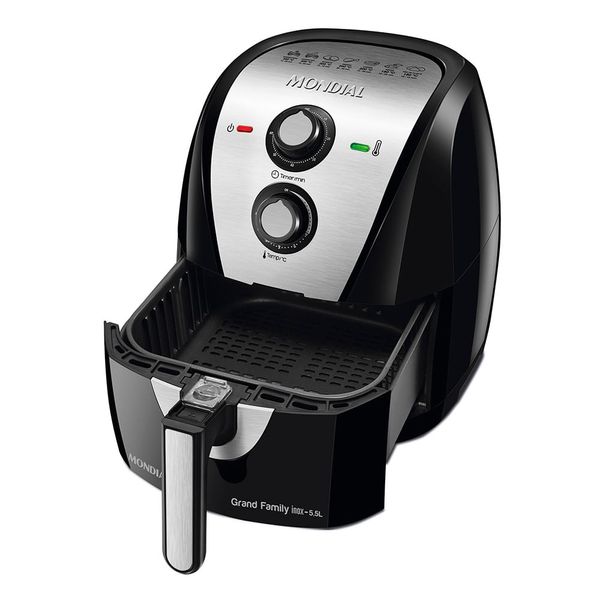 Fritadeira Sem Óleo Air Fryer 5,5L Mondial Preto e Inox 1900W AF-55 I 110 Fritadeira Sem Óleo Air Fryer 5,5L Mondial Preto e Inox 1900W AF-55 I 110