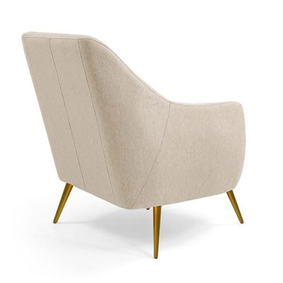 Poltrona Decorativa Para Sala Estar Paloma Pés Palito New Bronze D02 Linho Bege C-129 - Lyam Decor