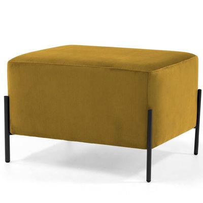 Puff Quadrado Decorativo Status 60x45 D02 Pés de Aço Veludo Mostarda C-279 - Lyam Decor