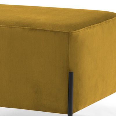 Puff Quadrado Decorativo Status 60x45 D02 Pés de Aço Veludo Mostarda C-279 - Lyam Decor