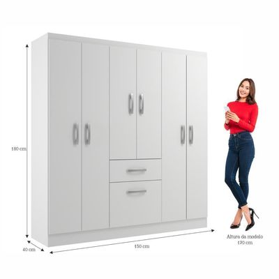 Guarda Roupas New Marbela 07 Portas E 01 Gaveta - Branco Branco