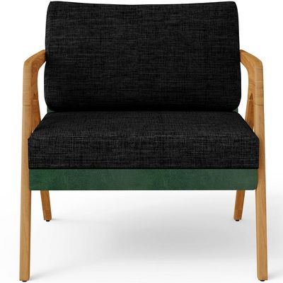 Kit 02 Poltronas Decorativas Sala Estar Pietra L02 Facto Verde Musgo Linho Chumbo - Lyam Decor