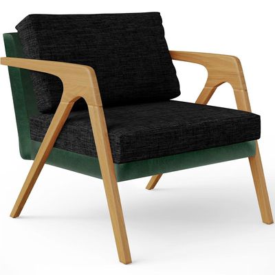 Kit 02 Poltronas Decorativas Sala Estar Pietra L02 Facto Verde Musgo Linho Chumbo - Lyam Decor