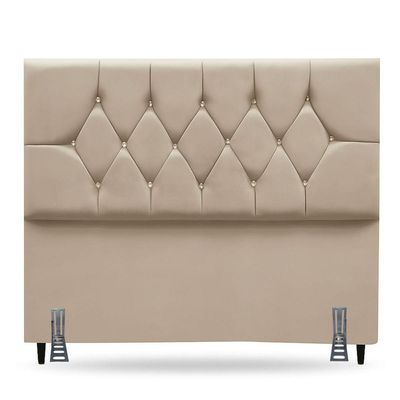 Cabeceira Para Cama Casal 140 Cm Júlia Com Frame Suede Bege