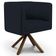 Poltrona Decorativa Base Giratória de Madeira Betina D02 Corano Preto C-05 - Lyam Decor