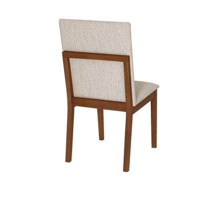 Conjunto 2 Cadeiras De Jantar Sofia Conforto Estofada Jequitibá Nozes Linho Bege