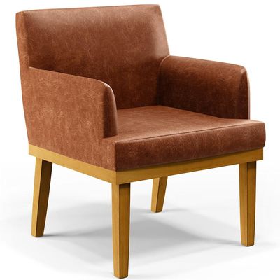 Kit 4 Poltronas Decorativas Para Sala De Estar E Recepção Beatriz W01 Couríssimo Camel - Lyam Decor
