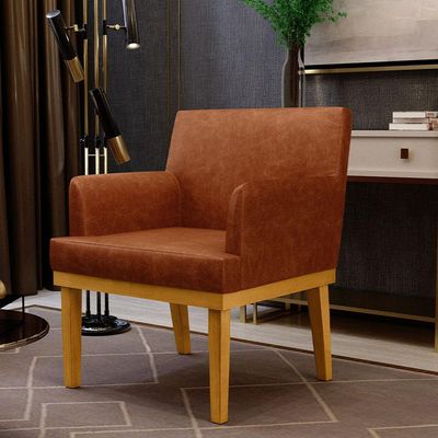 Kit 4 Poltronas Decorativas Para Sala De Estar E Recepção Beatriz W01 Couríssimo Camel - Lyam Decor