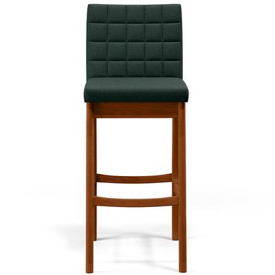 Kit 03 Banquetas Altas Para Cozinha Sala de Jantar Fixa Mila B04 Linho Verde Musgo - Lyam Decor