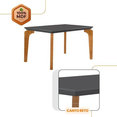 Conjunto Mesa Liz 120cm Mdf Com 4 Cadeiras Athenas Moderna Veludo Marrom/grafite/imbuia