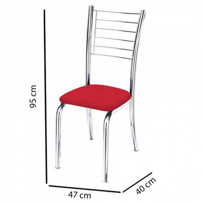 Kit 4 Cadeiras Iara Cromada Para Cozinha Vermelho