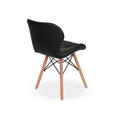 Kit 5 Cadeiras Eames Eiffel Slim Wood Estofada Preta