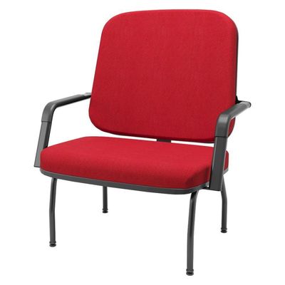 Kit 02 Cadeiras De Escritório Recepção Com Braço Fixa Preta Magno P03 Crepe Vermelho - Lyam Decor