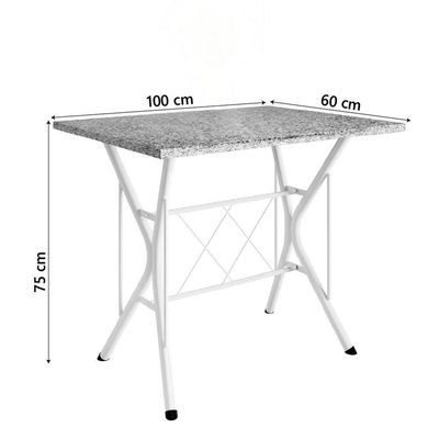Conjunto De Mesa Sala De Jantar Bruna 1m Com 4 Cadeiras Granito Tubular Artefamol Branco Flor