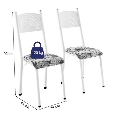 Conjunto De Mesa Sala De Jantar Bruna 1m Com 4 Cadeiras Granito Tubular Artefamol Branco Flor