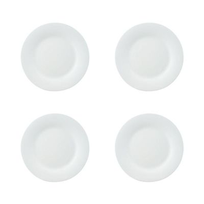 Conjunto 4 Pratos De Sobremesa Em Vidro Opalino Branco