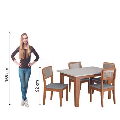 Conjunto Sala De Jantar Mesa Miami 1,20m 4 Cadeiras Santiago Dobuê Madeirado / Cinza