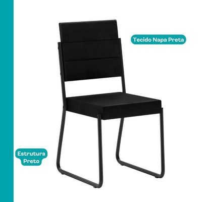 Conjunto Sala De Jantar 4 Cadeiras Charlotte Carraro Nogal Preto