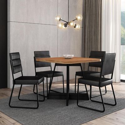 Conjunto Sala De Jantar 4 Cadeiras Charlotte Carraro Nogal Preto
