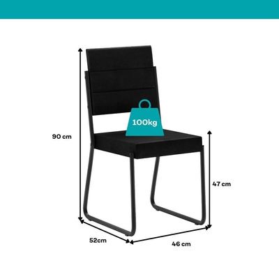 Conjunto Sala De Jantar 4 Cadeiras Charlotte Carraro Nogal Preto
