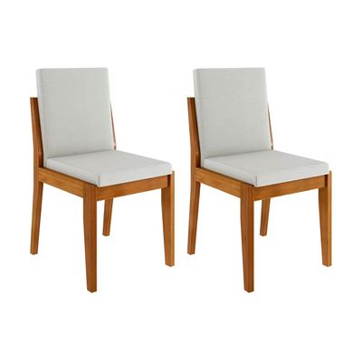 Conjunto com 2 Cadeiras de Jantar Lady com Estofado Nesher Branco