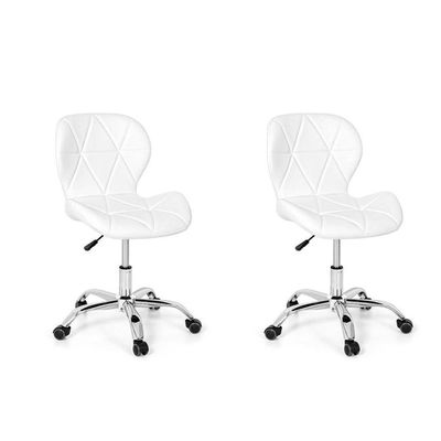 Conjunto 02 Cadeiras Office Slim Base Giratória Branca