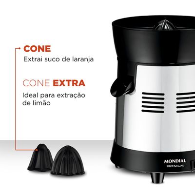 Extrator de Suco Profissional Mondial Premium Turbo E-10 Preto/Prata Bivolt Bivolt