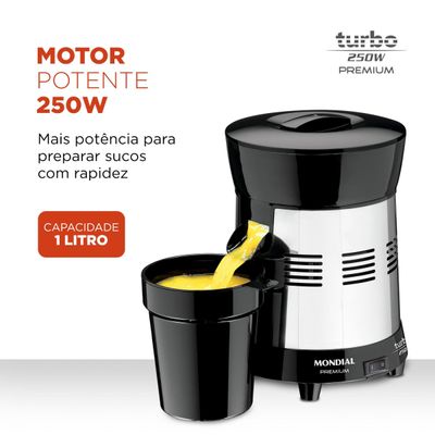 Extrator de Suco Profissional Mondial Premium Turbo E-10 Preto/Prata Bivolt Bivolt