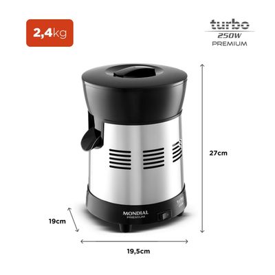 Extrator de Suco Profissional Mondial Premium Turbo E-10 Preto/Prata Bivolt Bivolt