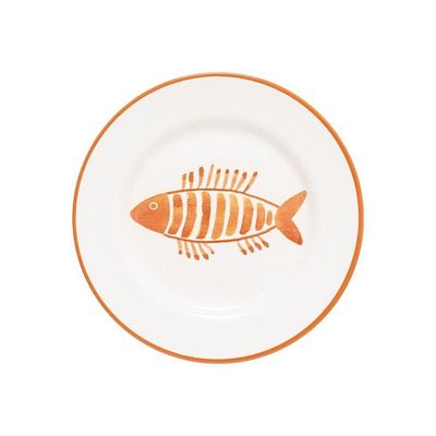 Prato De Sobremesa Copa E Cia Aquarelle Em Cerâmica Náutico Laranja